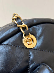BOWLING BAG 44 IN BLACK SOFT LAMBSKIN GOLD HARDWARE