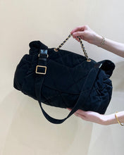 CHANEL HOBO 44 IN COCONEIGE BLACK NYLON VELVET GOLD HARDWARE