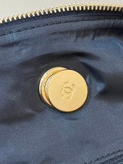 CHANEL HOBO 44 IN COCONEIGE BLACK NYLON VELVET GOLD HARDWARE