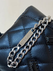 25S CHANEL CAMBON BOSTON BAG 21 IN BLACK CALFSKIN SILVER HARDWARE