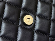 QUILTED TOP HANDLE BAG 16 IN BLACK LAMBSKIN GOLD HARDWARE
