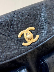 CHANEL 25S HOBO BAG 24 IN BLACK HAAS SOFT COWHIDE FABRIC
