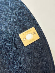 CHANEL 25S HOBO BAG 24 IN BLACK HAAS SOFT COWHIDE FABRIC