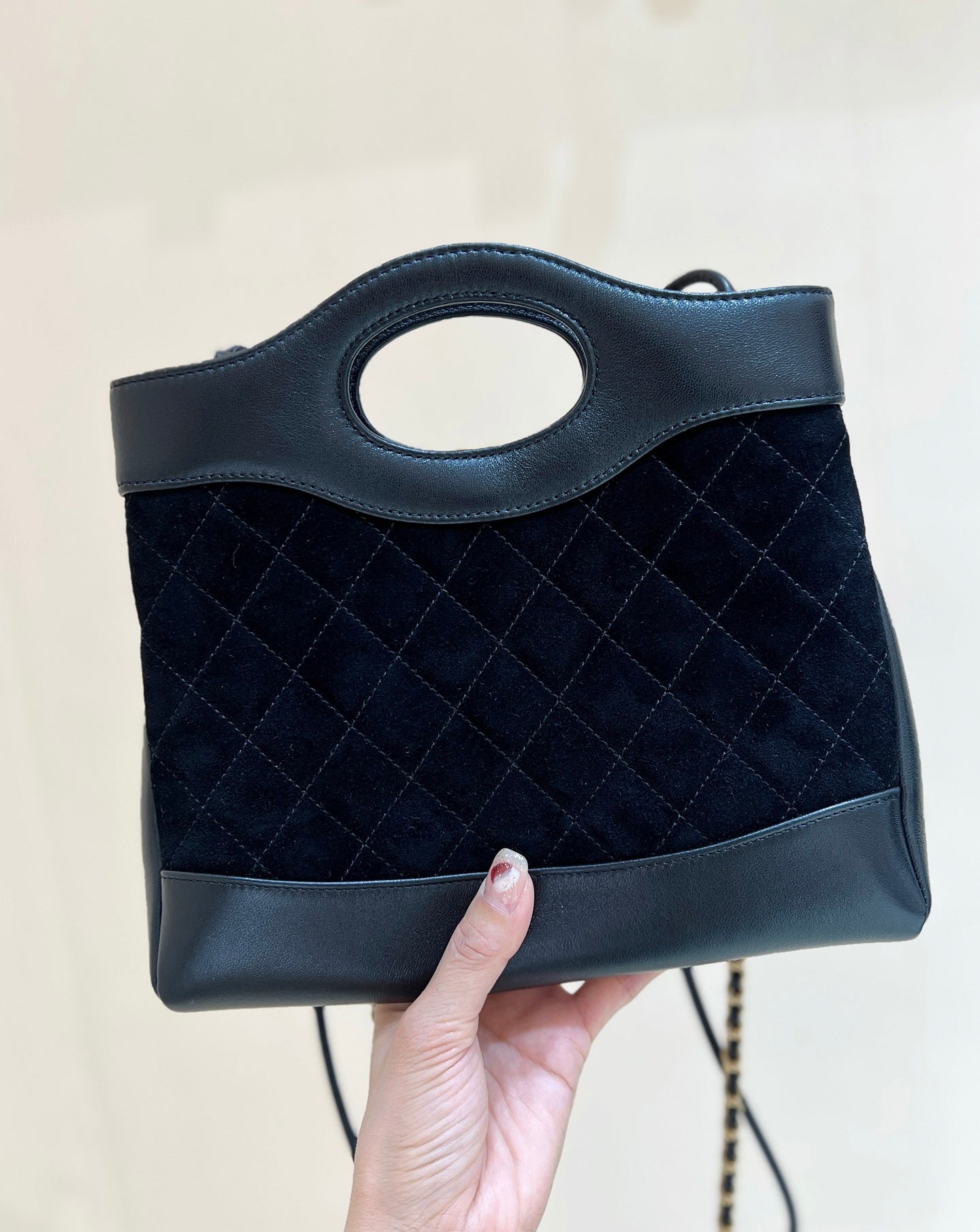 CHANEL 25S MINI SHOPPING BAG 23 IN BLACK LAMBSKIN AND SUEDE