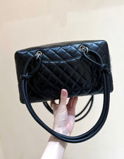 25S CHANEL CAMBON BOSTON BAG 27 IN FULL BLACK CALFSKIN