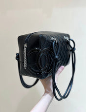 25S CHANEL CAMBON BOSTON BAG 27 IN FULL BLACK CALFSKIN