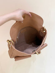 CHANEL 25S HIPPIE HOBO POSTMAN BAG 30 IN WARM TAUPE CALFSKIN GOLD HARDWARE