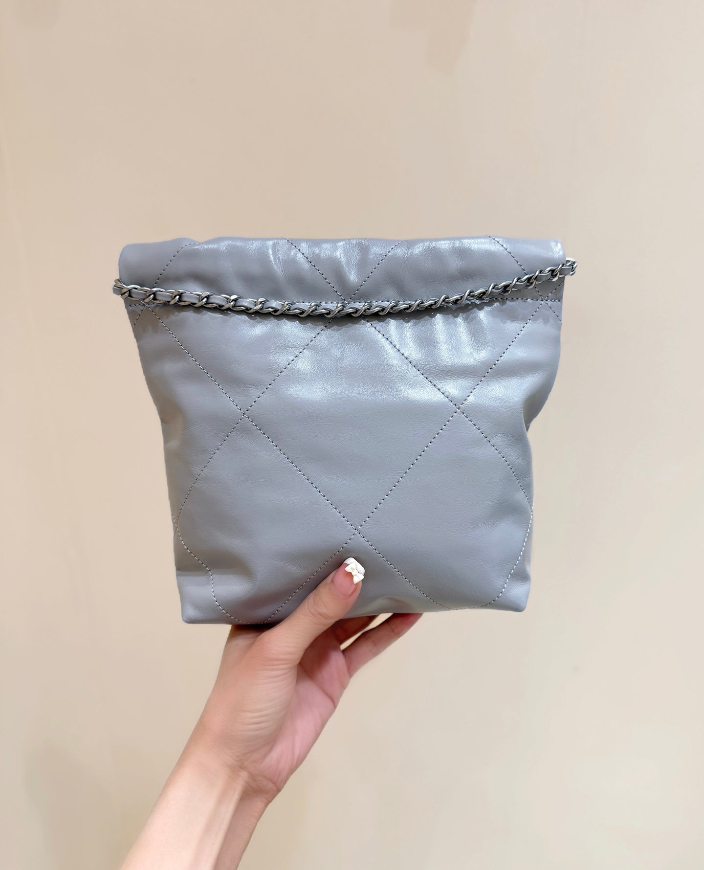 25S CHANEL HOBO MINI BAG 20 IN GREY LAMBSKIN