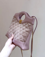CHANEL 25S MINI SHOPPING BAG 23 IN LIGHT PINK LAMBSKIN AND SUEDE