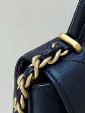 CHANEL 25S MEDIUM FLAP BAG 28 IN BLACK CALFSKIN GOLD HARDWARE