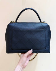 CHANEL 25S MEDIUM FLAP BAG 28 IN BLACK CALFSKIN GOLD HARDWARE