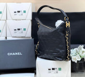 CHANEL 25S LARGE MAXIUM OLD HOBO BAG 34 IN BLACK CALFSKIN