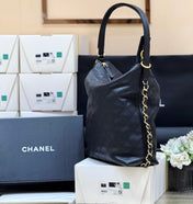 CHANEL 25S MEDIUM MAXIUM OLD HOBO BAG 33 IN BLACK CALFSKIN