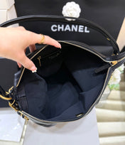 CHANEL 25S MEDIUM MAXIUM OLD HOBO BAG 33 IN BLACK CALFSKIN