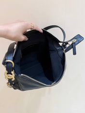 CHANEL 25S MINI MAXIUM OLD HOBO BAG 31 IN BLACK CALFSKIN