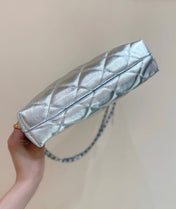 CHANEL 25S HOBO BAG KABELKA 26 IN SILVER CALFSKIN