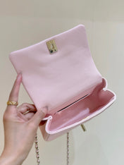 CHANEL 25S COCO CRUSH HANDLE 18 IN PINK CALFSKIN GOLD HARDWARE