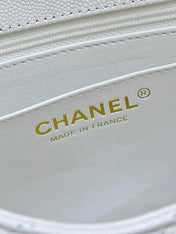 CHANEL 25S MINI SQUARE FLAP BAG 17 IN WHITE CALFSKIN CAVIAR GOLD HARDWARE