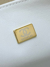 CHANEL 25S MINI SQUARE FLAP BAG 17 IN WHITE CALFSKIN CAVIAR GOLD HARDWARE