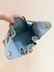 CHANEL 25S HOBO BAG 30 IN LIGHT BLUE CAVIAR WITH GOLD HARDWARE