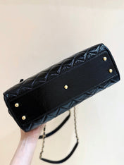 CHANEL 25S LARGE BOWLING BAG 31 IN BLACK CALFSKIN GOLD HARDWARE