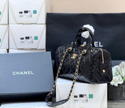 CHANEL 25S LARGE BOWLING BAG 31 IN BLACK CALFSKIN GOLD HARDWARE