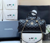 CHANEL 25S LARGE BOWLING BAG 31 IN BLACK CALFSKIN GOLD HARDWARE