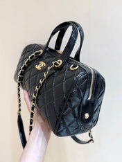 CHANEL 25S LARGE BOWLING BAG 31 IN BLACK CALFSKIN GOLD HARDWARE