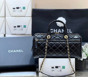CHANEL 25S LARGE BOWLING BAG 31 IN BLACK CALFSKIN GOLD HARDWARE