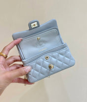 CHANEL 25S FLAP CHARM BAG 13 IN SKY BLUE LAMBSKIN