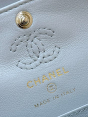 CHANEL 25S FLAP CHARM BAG 13 IN SKY BLUE LAMBSKIN