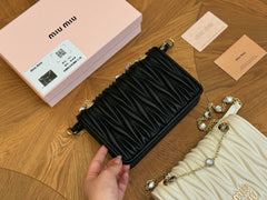 CRYSTAL CLOQUÉ 20 NAPPA BLACK LEATHER BAG