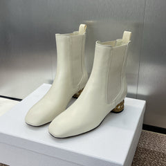 DIOR 25S ANKLE BOOT IN WHITE CALFSKIN