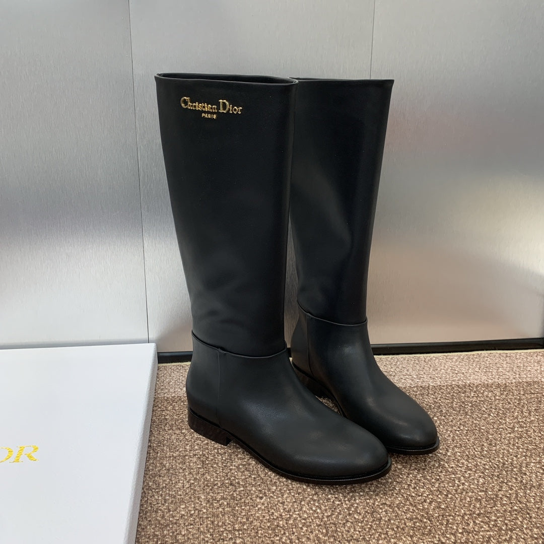 DIOR 25S D-TOWN BOOT 25MM IN BLACK SUPPLE CALFSKIN