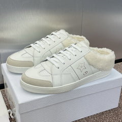 STAR SNEAKER IN WHITE CALFSKIN AND SHEARLING