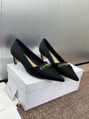 MY DD 25S HIGH HEEL 55MM IN BLACK FABRIC GOLD LOGO