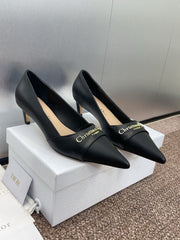 MY DD 25S HIGH HEEL 55MM IN BLACK CALFSKIN GOLD LOGO