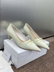 MY DD 25S HIGH HEEL 55MM IN WHITE CALFSKIN GOLD LOGO