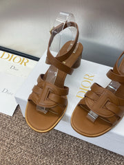 D-CLUB HIGH HEEL SLIDE 25S 55MM IN BROWN CALFSKIN