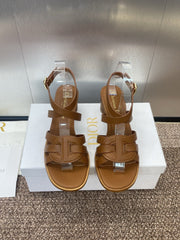 D-CLUB HIGH HEEL SLIDE 25S 55MM IN BROWN CALFSKIN