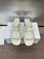 D-CLUB HIGH HEEL SLIDE 25S 55MM IN WHITE CALFSKIN