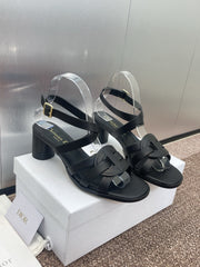 D-CLUB HIGH HEEL SLIDE 25S 55MM IN BLACK CALFSKIN