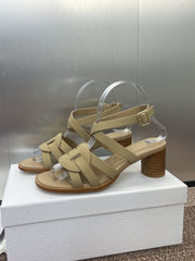 D-CLUB HIGH HEEL SLIDE 25S 55MM IN GOLDEN BEIGE CALFSKIN