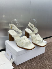 D-CLUB HIGH HEEL SLIDE 25S 80MM IN WHITE CALFSKIN