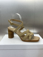 D-CLUB HIGH HEEL SLIDE 25S 80MM IN GOLDEN BEIGE CALFSKIN