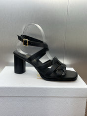 D-CLUB HIGH HEEL SLIDE 25S 80MM IN BLACK CALFSKIN