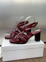 D-CLUB HIGH HEEL SLIDE 25S 80MM IN BURGUNDY RED CALFSKIN