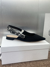 J'ADIOR SLINGBACK 25S IN BLACK QUAKE OBLIQUE EMBROIDERED FABRIC