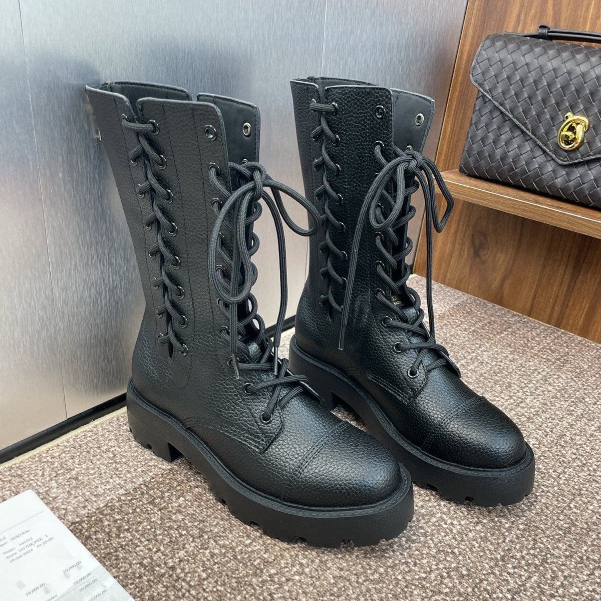 DIOR 25S D-ROAD ANKLE BOOT 45MM IN BLACK GRAINED CALFSKIN