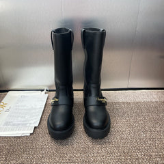 DIOR 25S D-QUEST BOOT 45MM IN BLACK GRAINED CALFSKIN